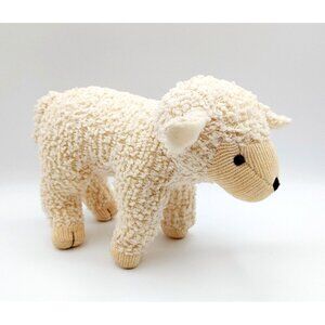 PIER 1 ONE IMPORTS BABY WHITE LAMB STUFFED ANIMAL PLUSH TOY LOVEY SOFT 10"